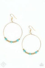 Load image into Gallery viewer, Paparazzi - Say a Little Prairie - Gold and Turquoise Bead Circle Earrings - Fashion Fix Exclusive
