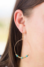 Load image into Gallery viewer, Paparazzi - Say a Little Prairie - Gold and Turquoise Bead Circle Earrings - Fashion Fix Exclusive
