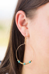 Paparazzi - Say a Little Prairie - Gold and Turquoise Bead Circle Earrings - Fashion Fix Exclusive