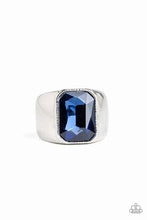 Load image into Gallery viewer, Paparazzi Scholar Men&#39;s Ring with Colorful Emerald Cut - Choose from Blue, Green, Red colors
