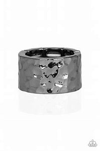 Paparazzi Self Made Man - Men's Black Hamored  Ring