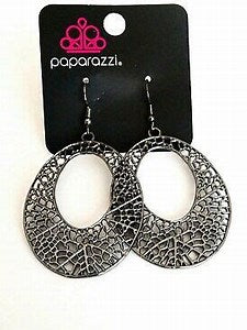 Paparazzi Serenely Shattered Gunmetal Black Earrings - Fashion Fix Exclusive