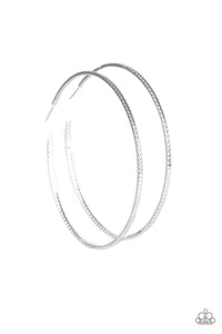 Paparazzi Shimmer Maker Large Silver Hoop Earrings 3 1/2"