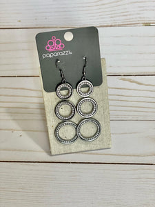 Paparazzi - Shimmering in Circles Black Earrings - Fashion Fix Exclusives April 2022