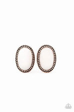 Load image into Gallery viewer, Paparazzi Shiny Sediment Cooper Post Earrings with White Stone
