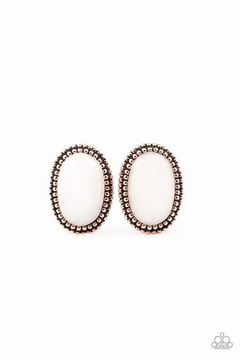 Paparazzi Shiny Sediment Cooper Post Earrings with White Stone