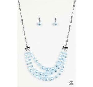 Spring Social Blue Pearl Three Strand Necklace