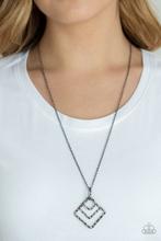 Load image into Gallery viewer, Paparazzi Square It Up Gunmetal Black Necklace
