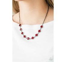 Load image into Gallery viewer, Starlit Social Red Necklace and Marry into Money Red Earrings - Jewelry Set
