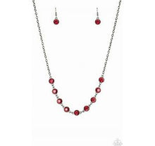 Load image into Gallery viewer, Starlit Social Red Necklace and Marry into Money Red Earrings - Jewelry Set
