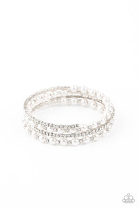 Life of the Party - Starry Strut White Pearl and Rhinestone Infinity Bracelet - December 2020