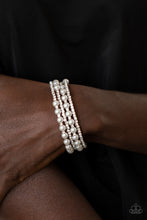 Load image into Gallery viewer, Life of the Party - Starry Strut White Pearl and Rhinestone Infinity Bracelet - December 2020
