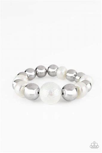 Paparazzi Starstruck Shimmer White Glittery Bracelet