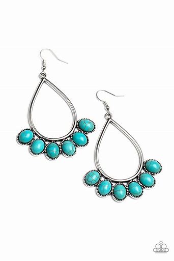 Paparazzi Stone Sky Turquoise Blue Earrings