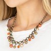 Load image into Gallery viewer, The Grit Crowd Orange and Brass Necklace
