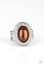 Load image into Gallery viewer, The Royale Treatment Brown Pearl Ring surrounded by Rhinestones around Oval Frame
