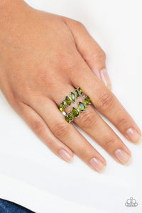 Paparazzi Timeless Tier Lime Green Marquise Rhinestone Ring