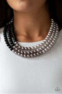 Paparazzi Times Square Starlet - Grey and Black Pearl Necklace