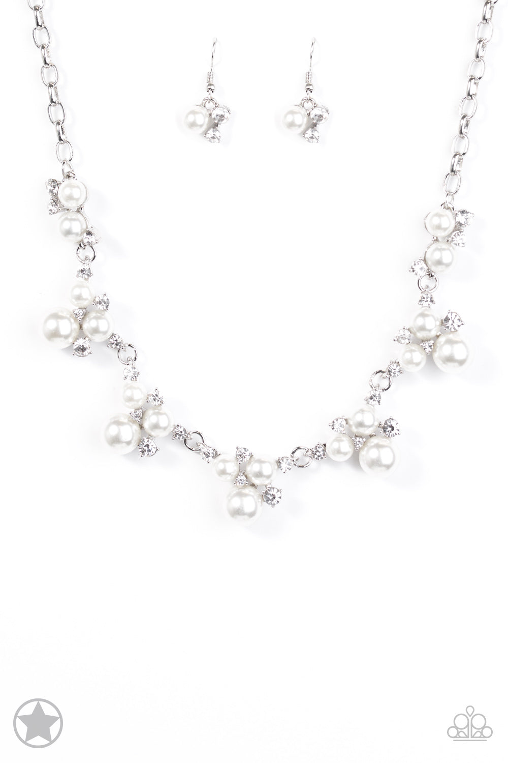 Paparazzi - Toast to Perfection  - White Pearl and Rhinestone Necklace Blockbuster