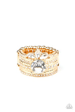 Load image into Gallery viewer, Paparazzi Top Dollar Ring Gold and Rhinestone Ring
