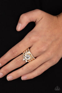 Paparazzi Top Dollar Ring Gold and Rhinestone Ring