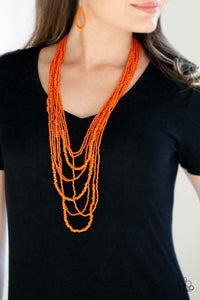 Paparazzi Totally Tonga Long Orange Seed Bead Necklace