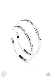 Paparazzi - Tread All About It - Silver Hoop Earrings - Paparazzi Fashion Fix Feb 2021