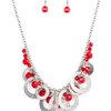 Turn it Up Red Necklace and Malibu Marina Red Bracelet - Jewelry Set 35