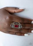 Paparazzi Undefinable Dazzle Red Ring - Exclusive Life of the Party Ring