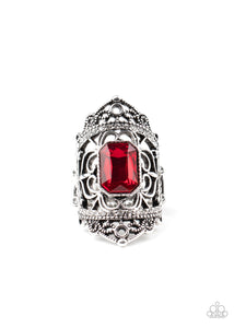 Paparazzi Undefinable Dazzle Red Ring - Exclusive Life of the Party Ring