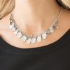 Paparazzi - Vintage Gardens - Silver Necklace with an antique finish and floral embossed frames