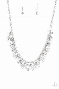 Paparazzi - Vintage Gardens - Silver Necklace with an antique finish and floral embossed frames