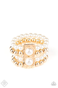 Fashion Fix Fiercely 5th Avenue WEALTH-Conscious Gold & White Pearl Bracelet Oct 2020