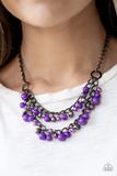 Load image into Gallery viewer, Watch Me Now Gunmetal Short Necklace with colorful beads - Choose from Blue or Purple
