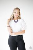 Watch Me Now Gunmetal Short Necklace with colorful beads - Choose from Blue or Purple