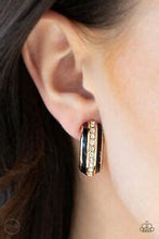 Load image into Gallery viewer, Paparazzi Wealthy Living Gold and Black Clip On Earrings
