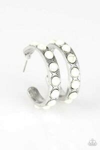 Paparazzi Western Watering Hole White Hoop Earrings