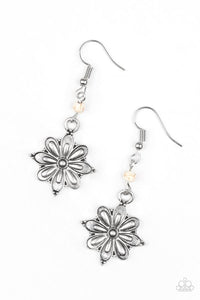 Paparazzi - Cactus Blossom - White Floral Stone Earrings