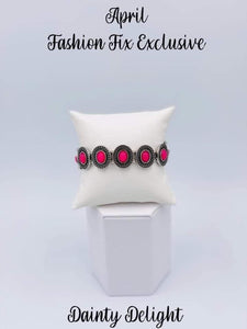 Paparazzi - Dainty Delight - Pink Bracelet - Fashion Fix Exclusive April 2022