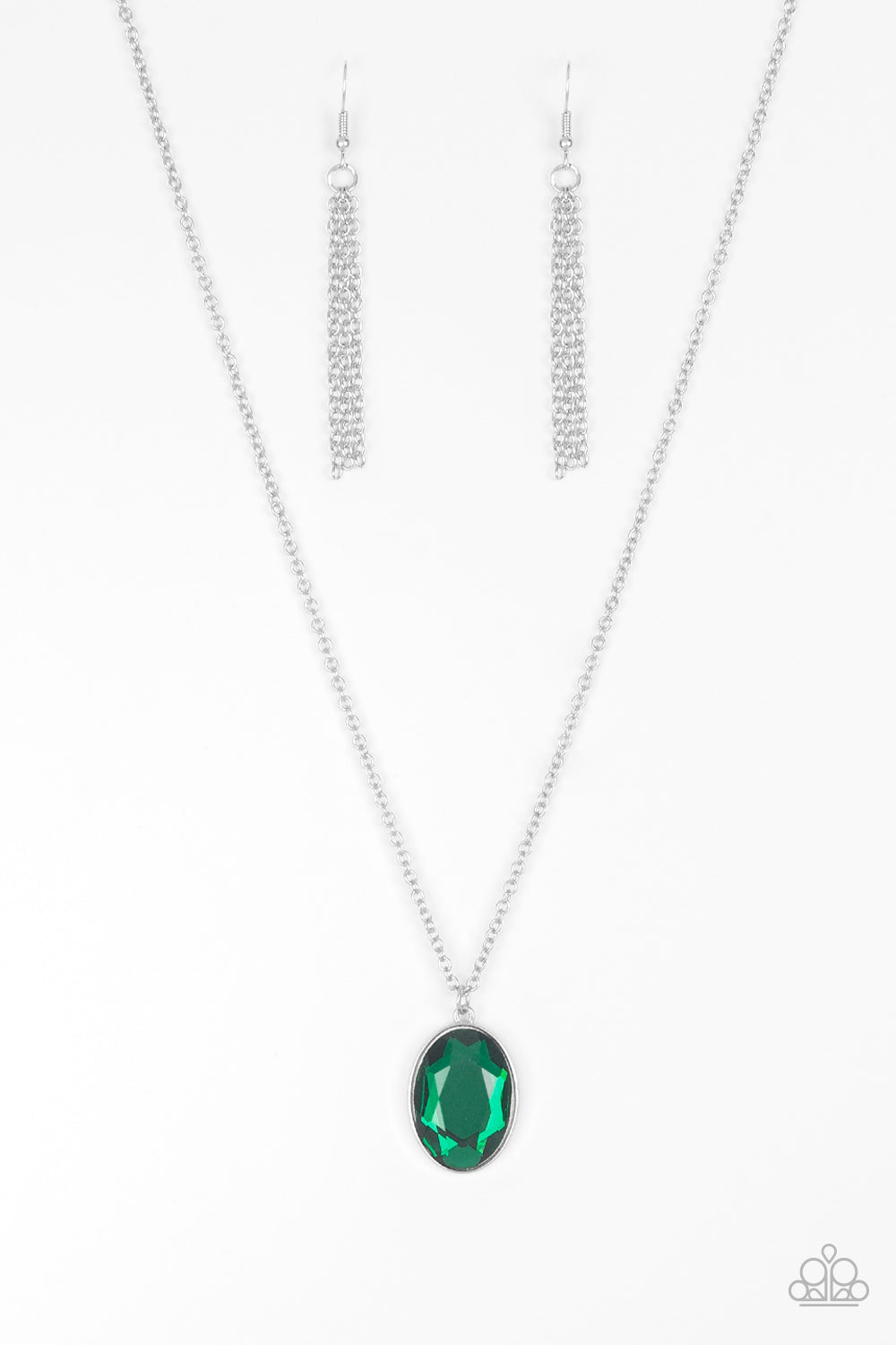 Definitely Duchess Emerald Green Necklace, Earrings &  All a Glitter Toggle Bracelet - Jewelry Set 55