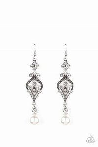 Paparazzi Elegant Extravagant White Pearl and Rhinestone Earrings