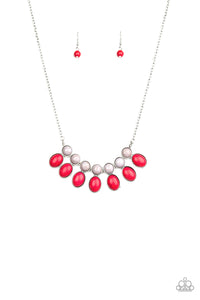 Environmental Impress Red and Silver Stone Necklace