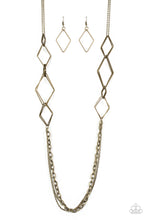 Load image into Gallery viewer, Fashion Fave Long Brass Necklace with Diamond-Shaped Frames
