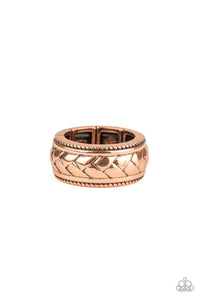 Paparazzi Field Artillery Men's Cooper Ring with Chevron pattern.