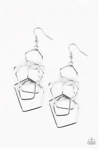 Paparazzi Five-Sided Fabulous Silver Earrings