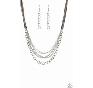 Paparazzi - Free Roamer Suede and Chain Necklace - Choose Blue, Red, Silver