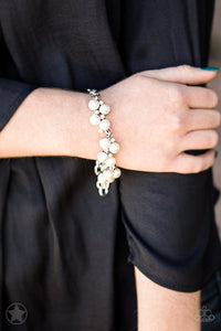 Blockbuster I Do White Pearl and Rhinestone Clasp Bracelet