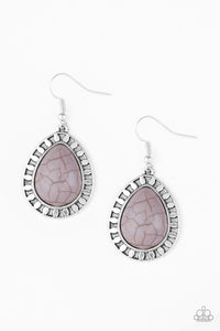 Paparazzi Sahara Serenity Silver Teardrop Stone Earrings