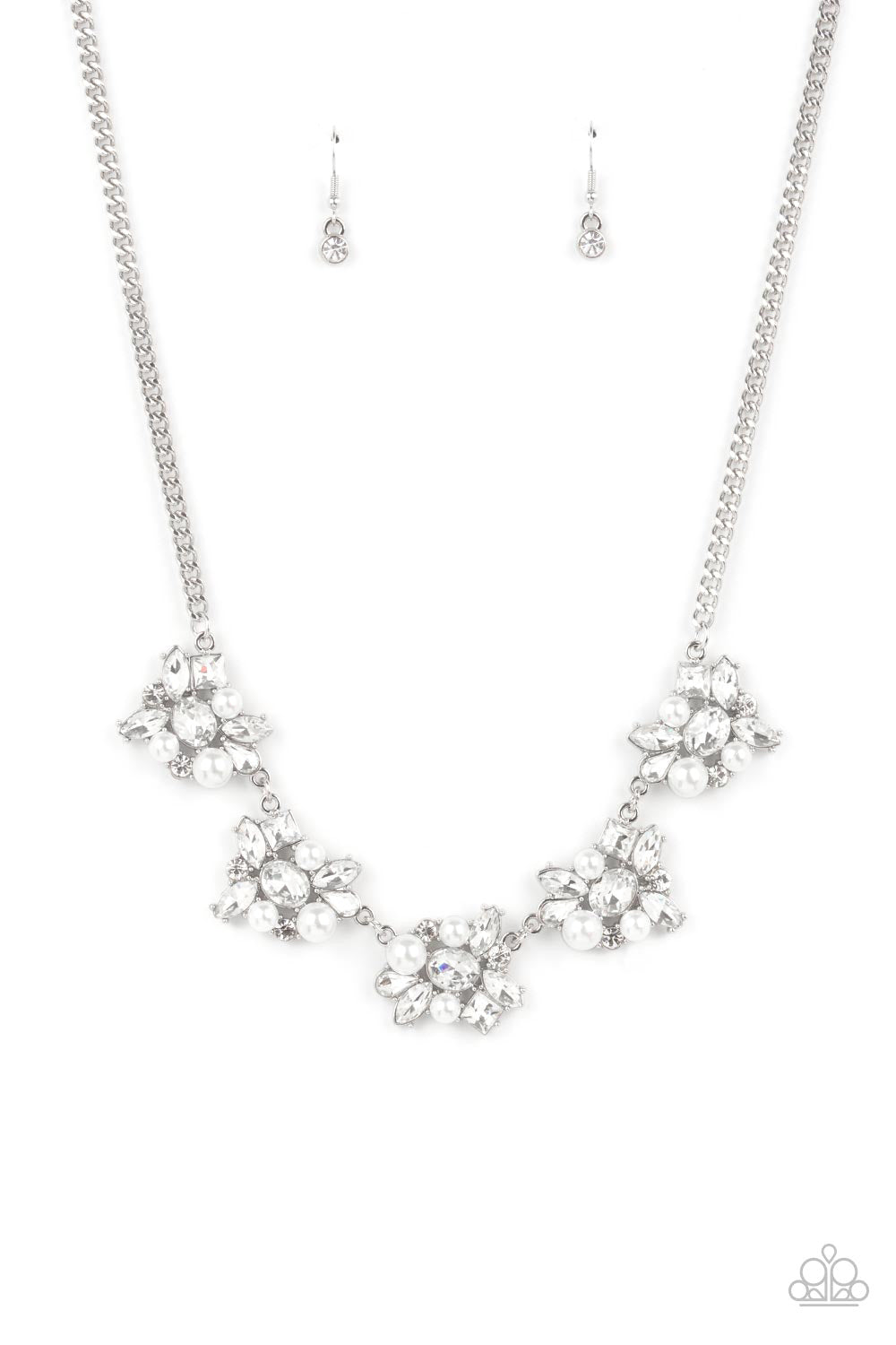 Paparazzi Heiress Of Them All White Rhinestone Necklace EMP