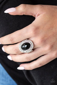 The Royal Treatment Black Ring with White Rhinestone